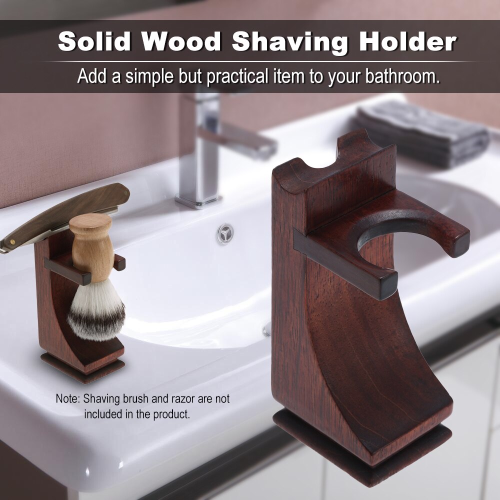 Shaving Holder Stand for Shaving Razor Brush Solid Wood Shaving Tool Organizer for Beard Hair Removal