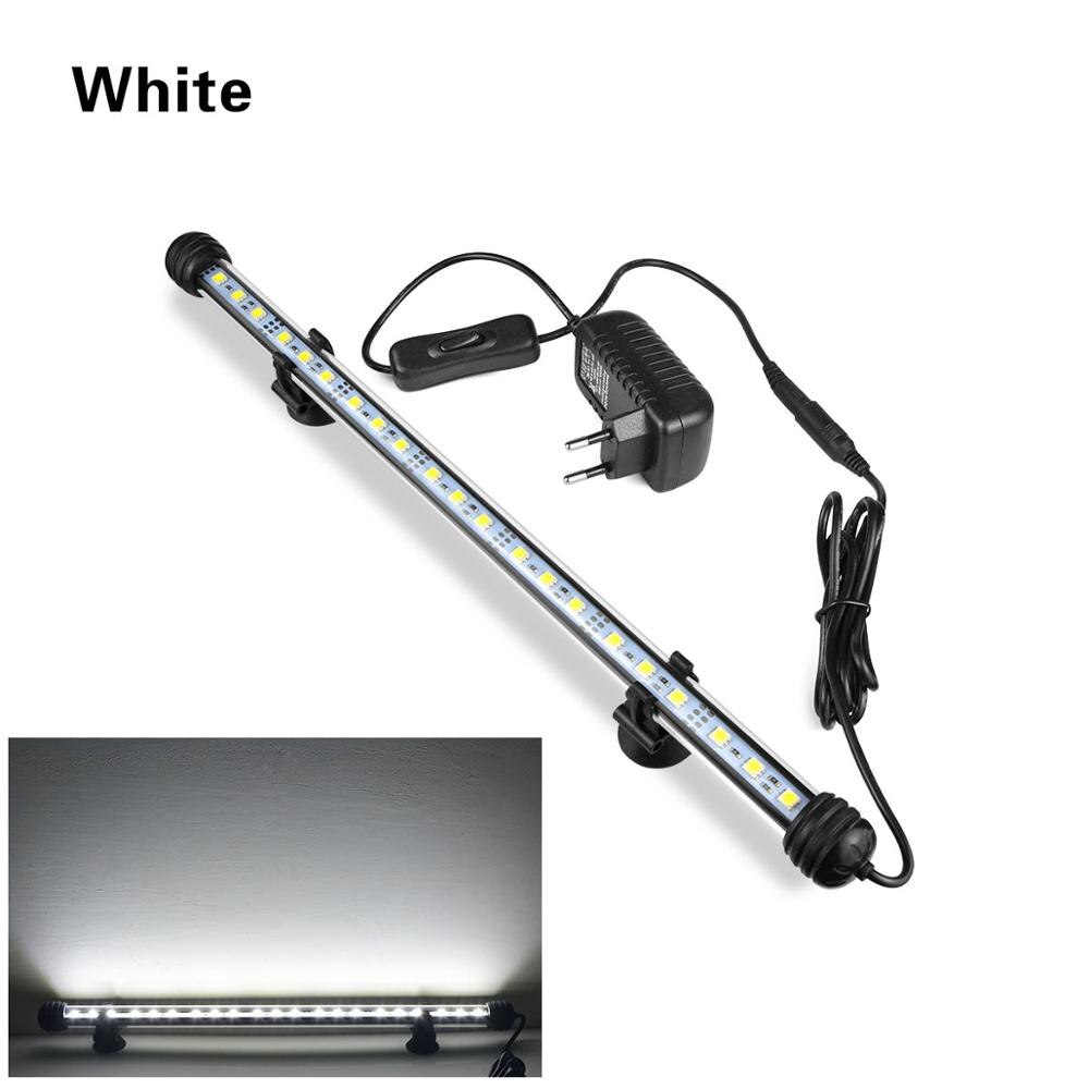 EU Plug Aquarium Light 19-49CM 5050 RGB LED Aquarium Lighting Fish Tank Submersible Light Lamp Waterproof Underwater LED Lights: White / 19CM