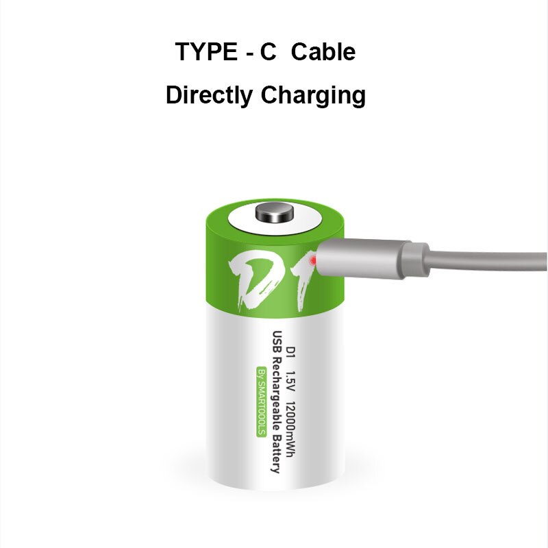 Nuova batteria ricaricabile al litio D dimensioni 12000mwh ricarica USB batterie agli ioni di litio per scaldabagno domestico con stufa a gas naturale