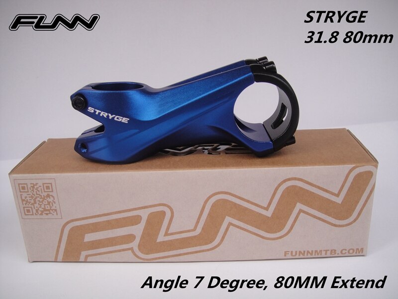FUNN STRYGE – tige de vélo forgée en 3D XC Enduro, Tube de direction 31.8 °, 28.6mm, 85mm: 7Degree 80MM Blue