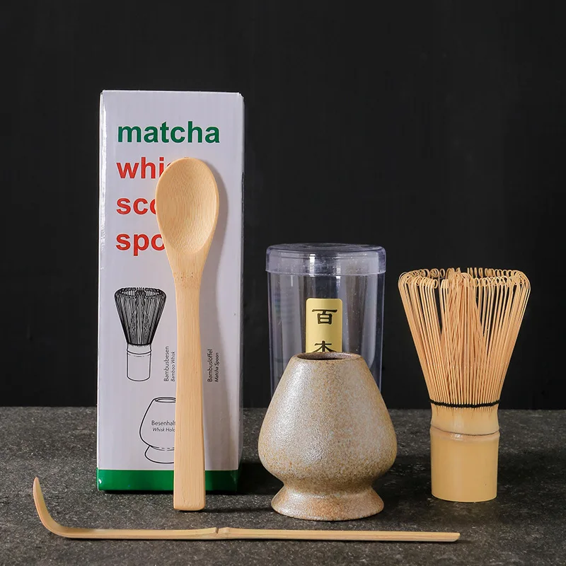 4Pcs Maccha Blender Pak Handgemaakte Bamboe Blender Theelepels Agitator Ondersteuning Japanse Matcha Blender Past Japanse Thee Set: WHITE
