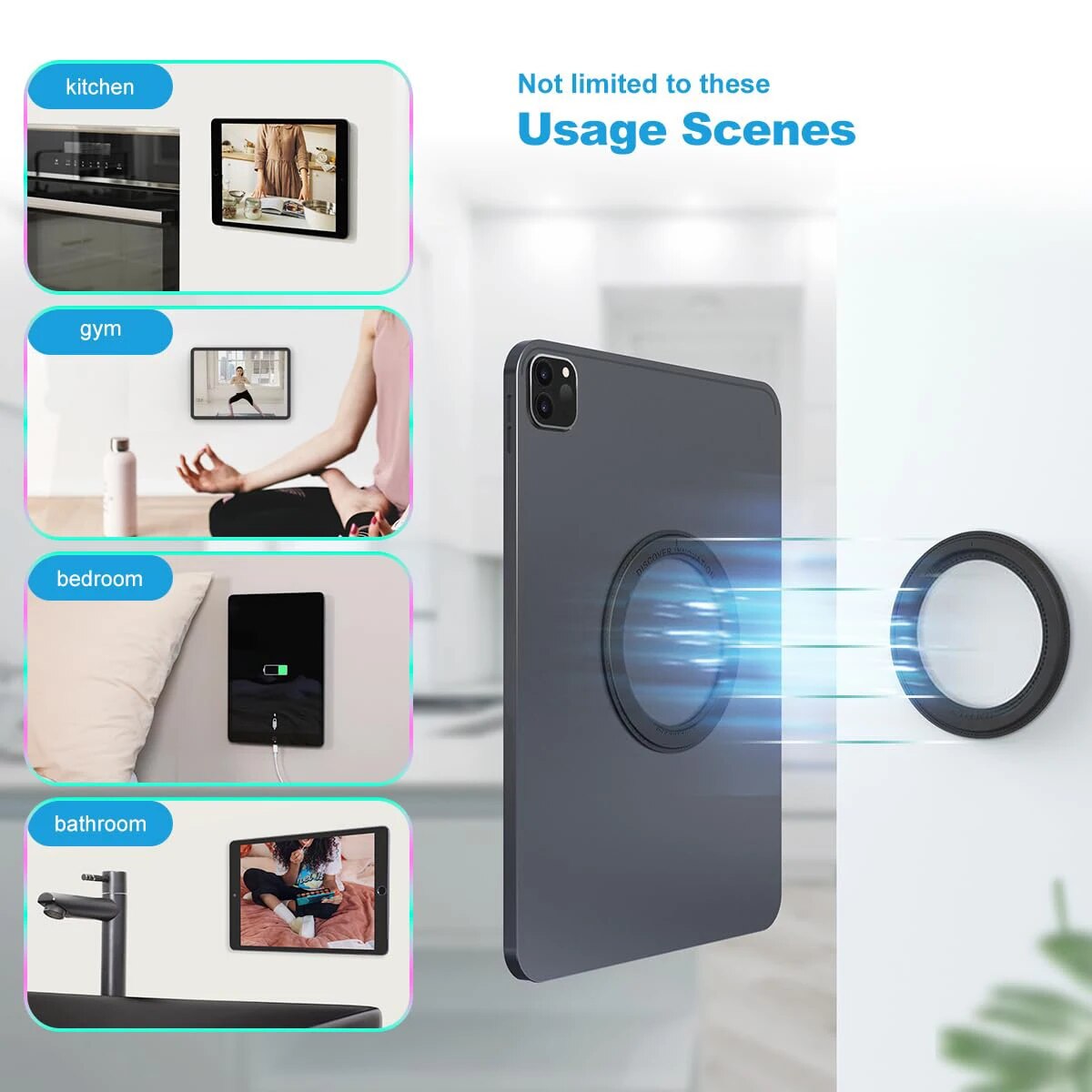 Magnetische Tablette-Wandhalterung, iPad-Halterung, Wiegenmagnet für IPad, SnapHold-Magnetaufkleber für Zuhause, Büro, Kühlschrank