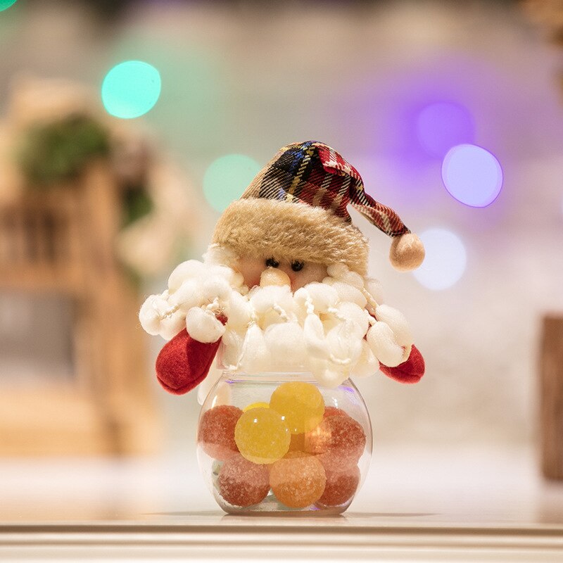 Kerst Snoep Houder Xmas Kerstman Candy Jar Desktop Snoep Fles Window Decor Snoep Opslag Mand Decoratie 1Pc