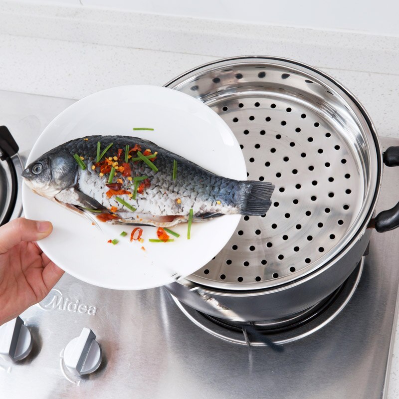 Stainless steel rice cooker steamer household gas pressure cooker round thick steamer