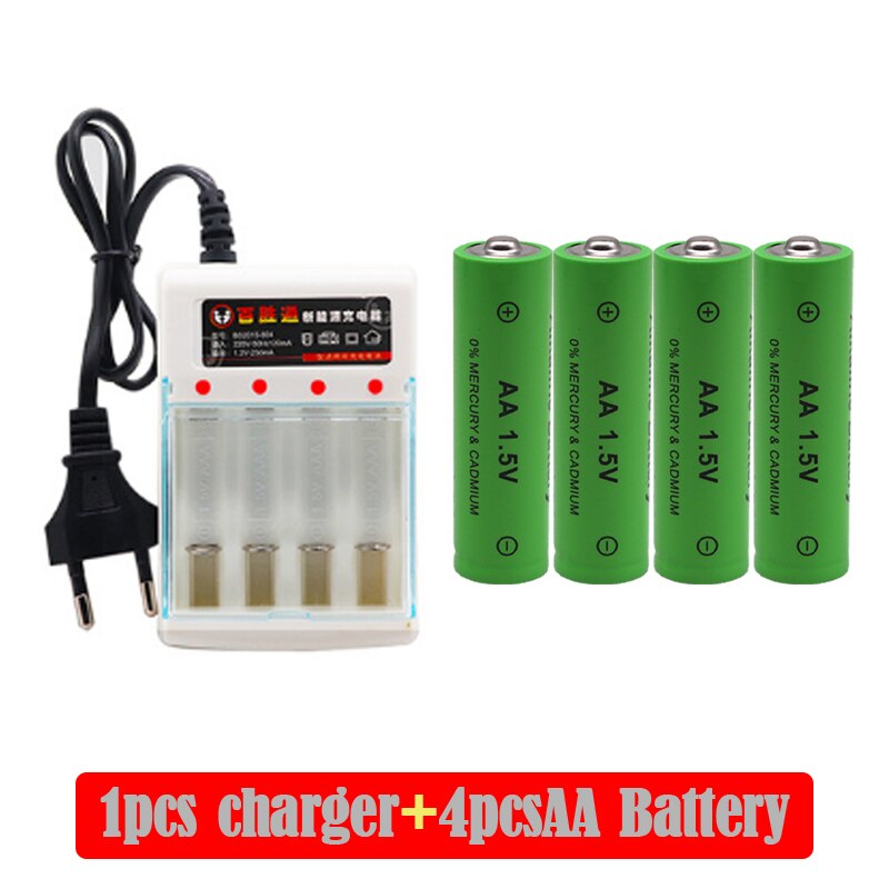 Piles alcalines rechargeables AA, 100% mAh, 4000 v, avec chargeur AA, nouvelle , 1.5