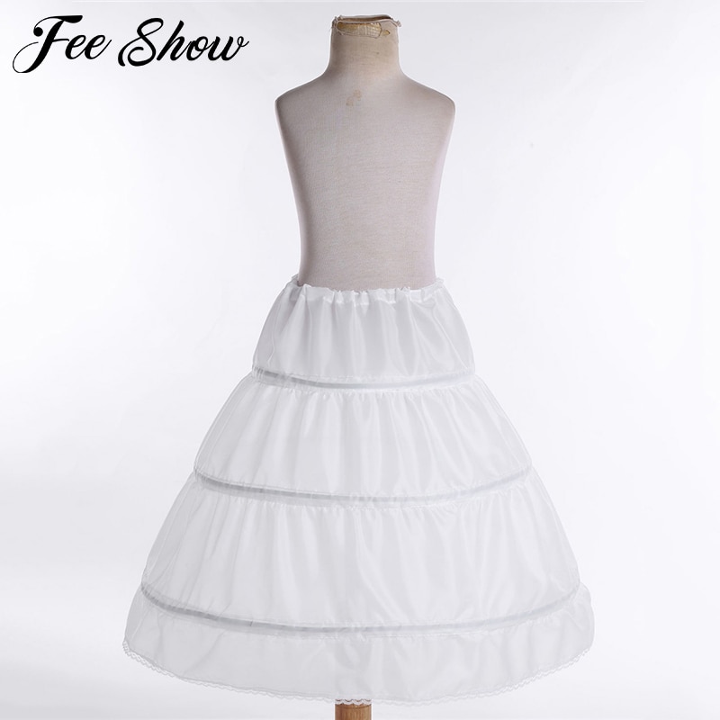 Kids Girls Crinoline Petticoat with 3 Hoops Underskirt Slip for Flower Girls Wedding Dress Vestido Party Children's Clothing