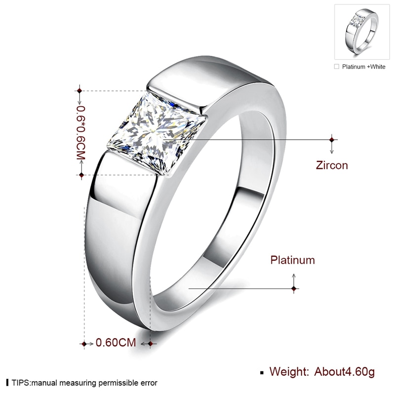 Wedding Rings For Men Women Pure Silver 925 Ring With Big Zirconia Wedding Band Engagement Jewelry Accessories Bague Anillo