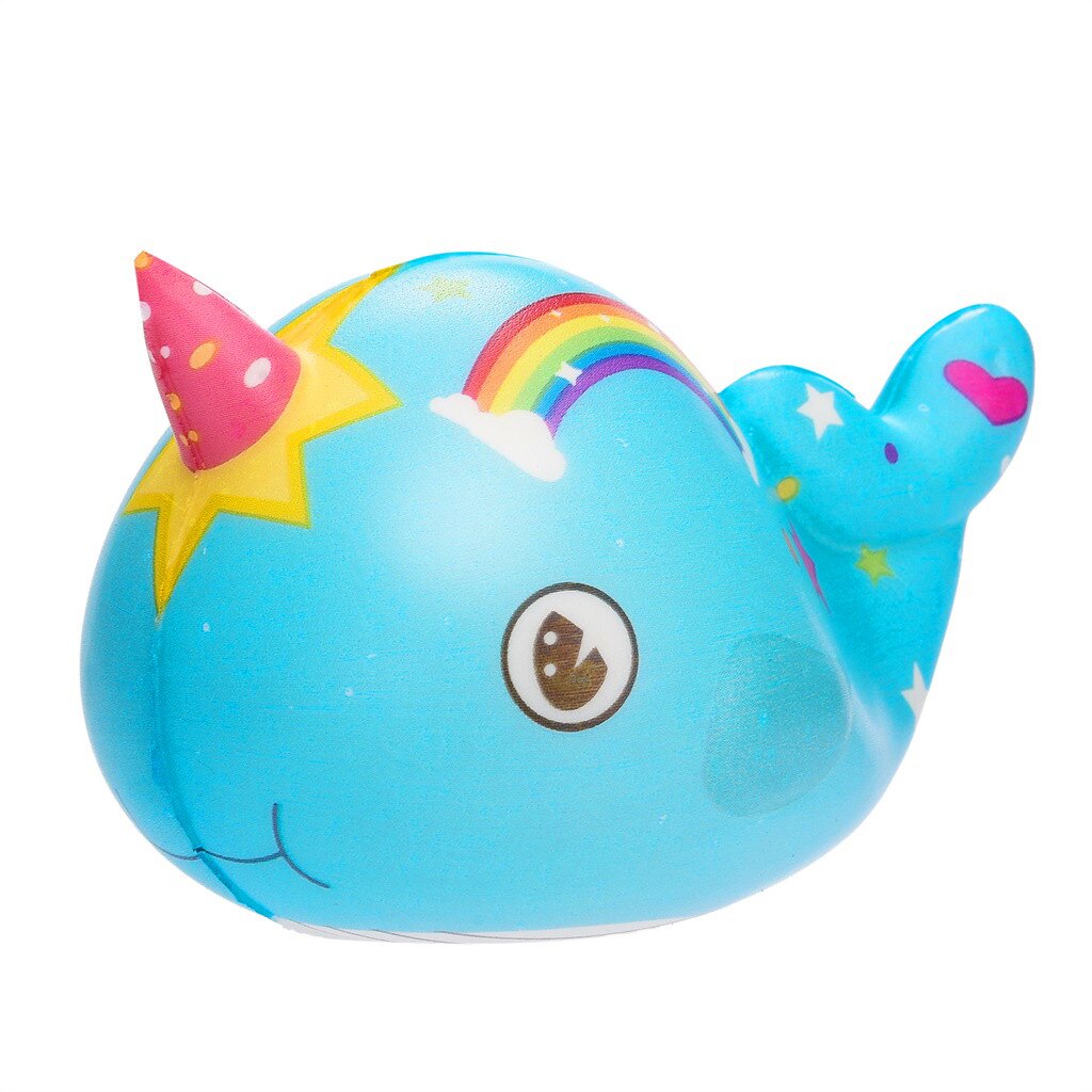 Kawaii Big Jumbo Whale Shape Squishy Slow Rising Toy for Relieves Stress Anxiety Attention toys #sx: Blue