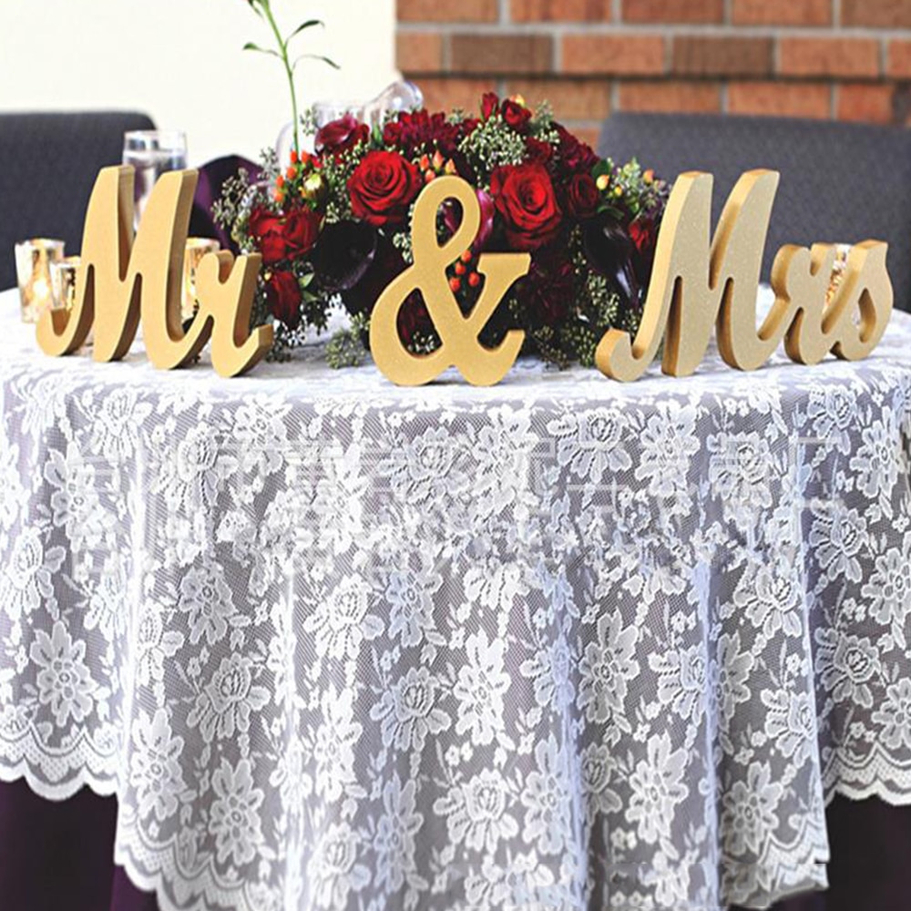 Bryllupsdekoration bogstaver alfabet ord mr & fru fritstående bryllupsfest dekoration vintage bord centrepie dekor