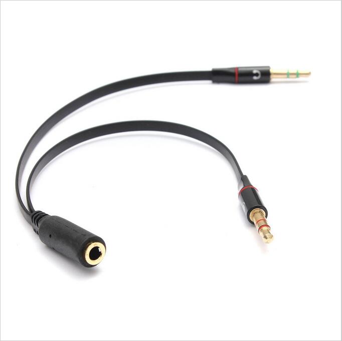 3.5mm jack Male to Female phone Headphone Earphone Audio Cable microphone Splitter Cord to Laptop Notebook PC Computer: Black