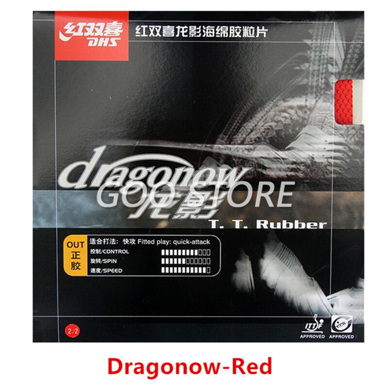 DHS dragonow Tenis de Mesa goma original ataque rápido pips-out DHS esponja de ping pong: Red