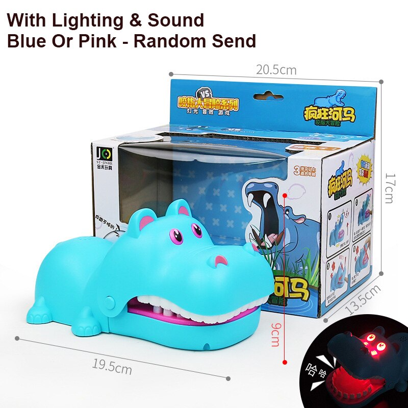 Crocodile bouche dentiste grande bouche Crocodile mordre doigt jeu drôle soulagement du Stress Gags jouets avec lumière et son enfants: Hippo sound
