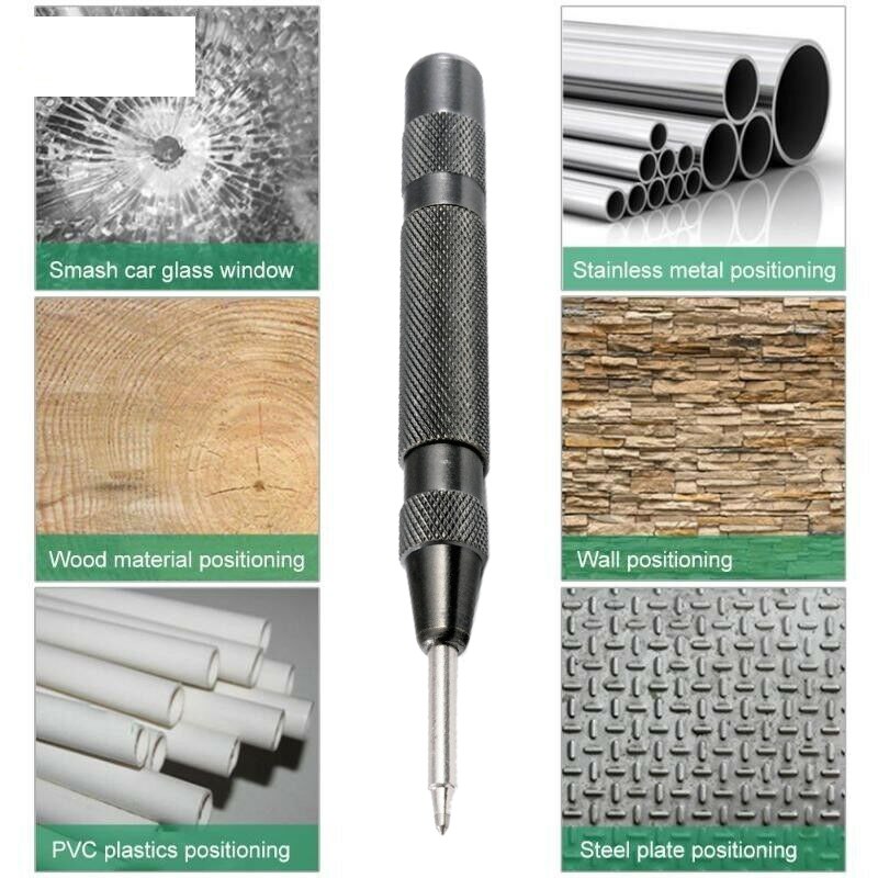 Adjustable Spring Pressure Heavy Duty Automatic Centre Punch Spring Loaded Metal Wood Press Dent Marker 1Pc