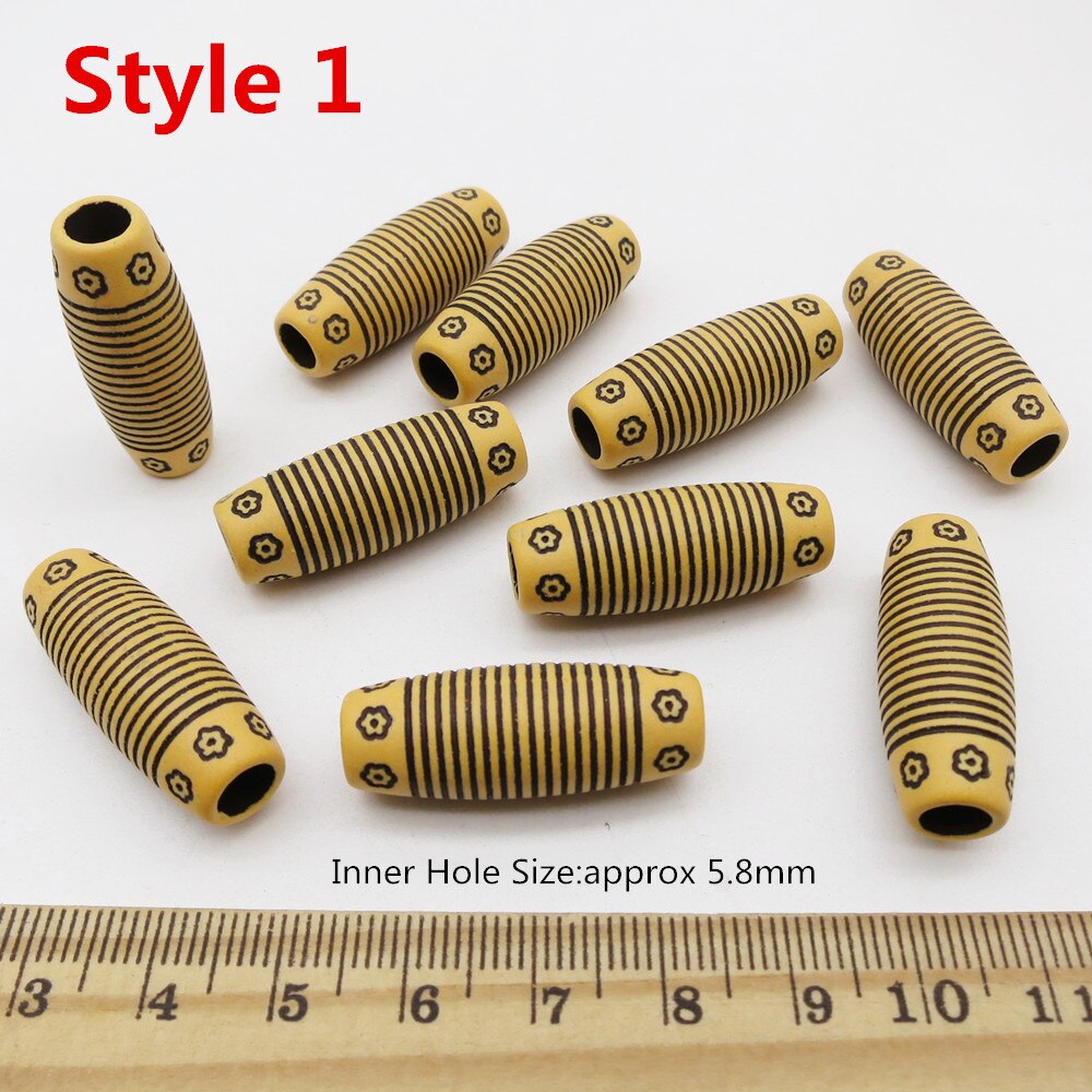 10 stk viking akryl træ hæklede fletninger hår dreadlock dreadlock skæg perler rørringe til hår mænd kvinder piger tilbehør
