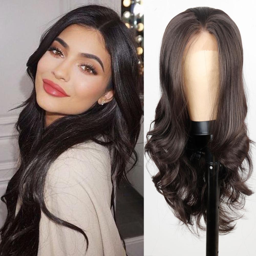 Lace Front black Wig 28 inch Long wavy ombre Blue african american Synthetic Wigs For Black Women 2 COLOUR