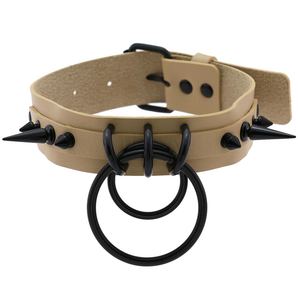 KMVEXO Punk Gothic Schwarz Besetzte Niet Spike Leder Halsband Halsketten Frauen Harajaku O-Runde Anhänger Kragen Männer Schmuck Halskette: P011 Nude