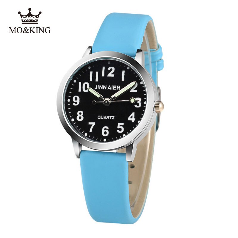 Luxe Unieke Zwart Aantal Kinderen Jongens Meisjes Quartz Horloge Klok Voor Kinderen Armband Synoked Relojes Kid Horloge: Sky Blue