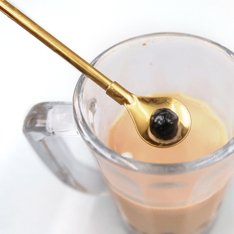 Eco Freundliche 304 Edelstahl wiederverwendbar Strohhalme Löffel Bahre Trinken Strohhalme Kaffee Strohhalme Löffel 215mm