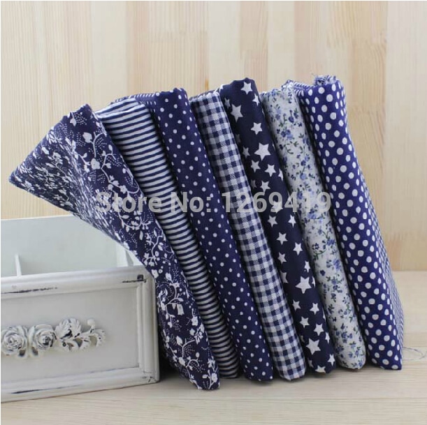 50*50 cm Vlakte Marineblauw Print Katoen Fat Quarter Bundel Tissue Te Naaien DIY Patchwork Tilda Quilten textiel Tecido 7 STKS