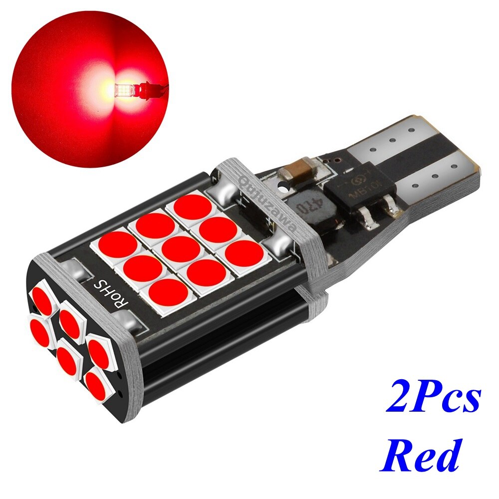 2PCS T15 W16W WY16W Super Bright LED Car Tail Brake Bulb Turn Signals Auto Reverse Lamp Daytime Running Light Red Yellow White: Red