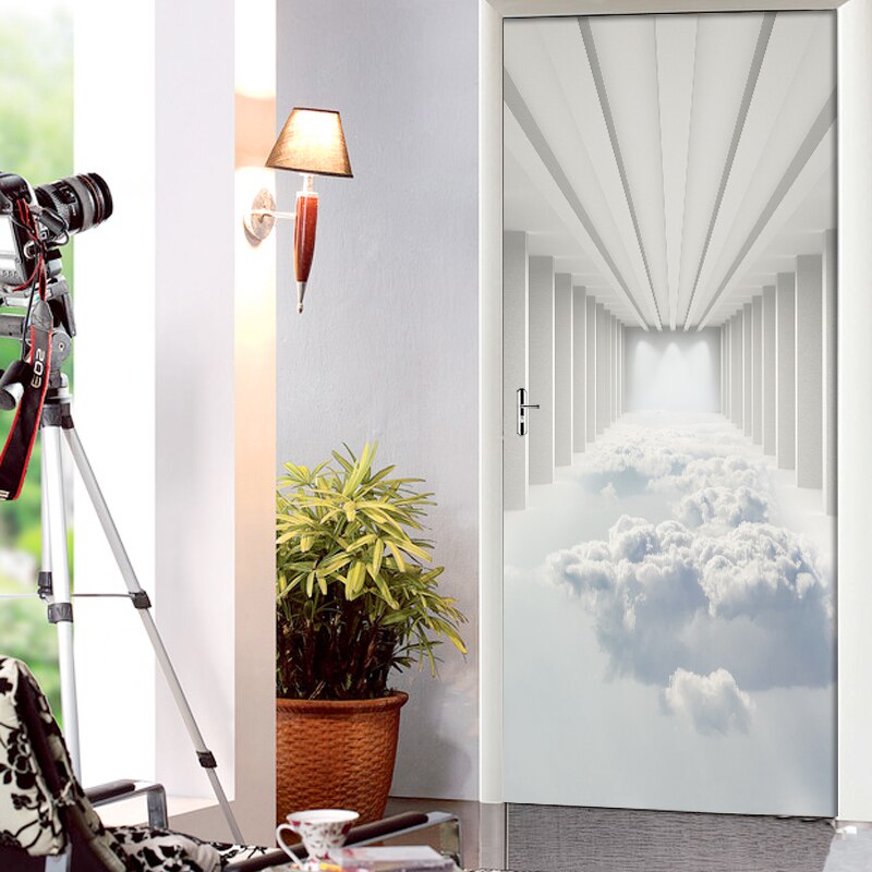 Deep Visual Sense Decorative Decals Cloud Home Decoration Door Stickers Self-Adhesive Waterproof Two-Piece Living Room Door