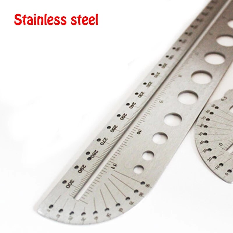 Multifunctional Clear Scale Angle Meter Stainless Steel Protractor Drawing Ruler Tool scale ruler office compass protractor tool