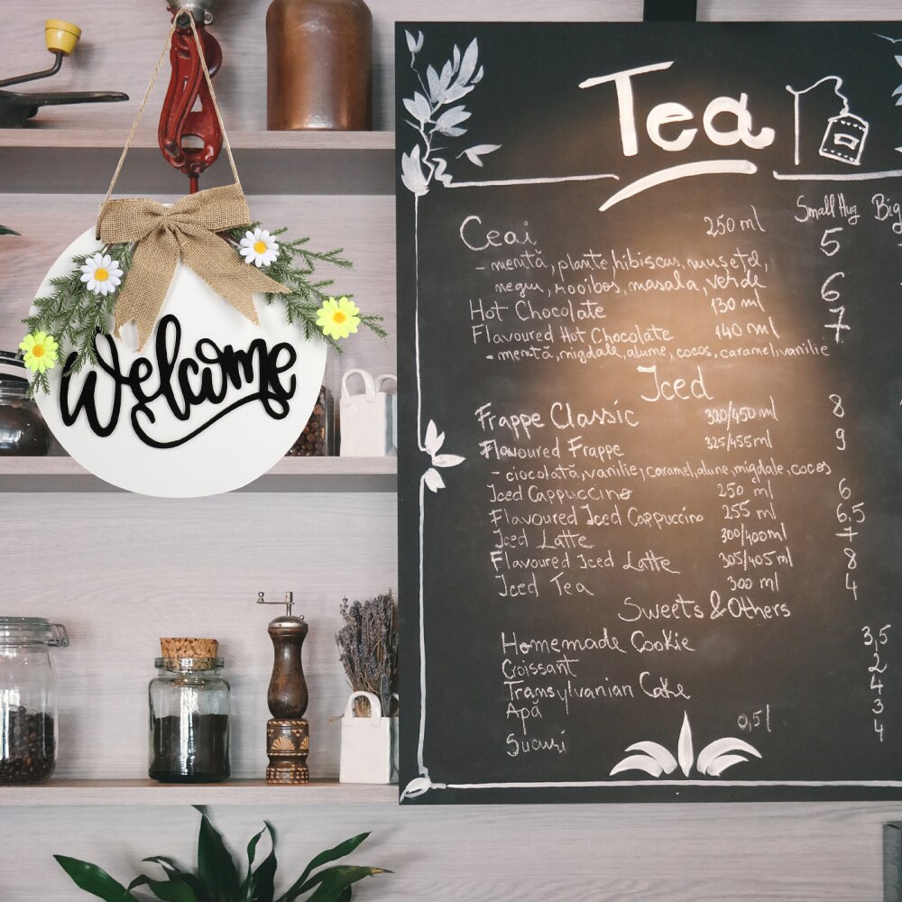 Cafe Welcome Board Shop Board Pastoral Signboard Garden Wooden Door Sign