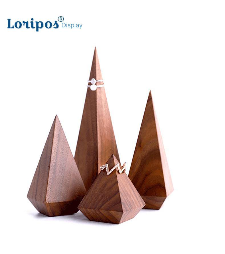 Konisk trekloss ringholder finger trebord ringe vise stativ smykke stativ hjem ornamenter kunst ringe stativ holder