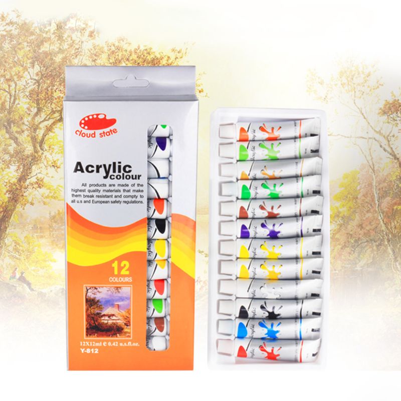 12 x 12mL Heavy Body Colors Rich Pigments Acrylic Paint Set for Painting Canvas Arts Crafts Unique for Kids Adult