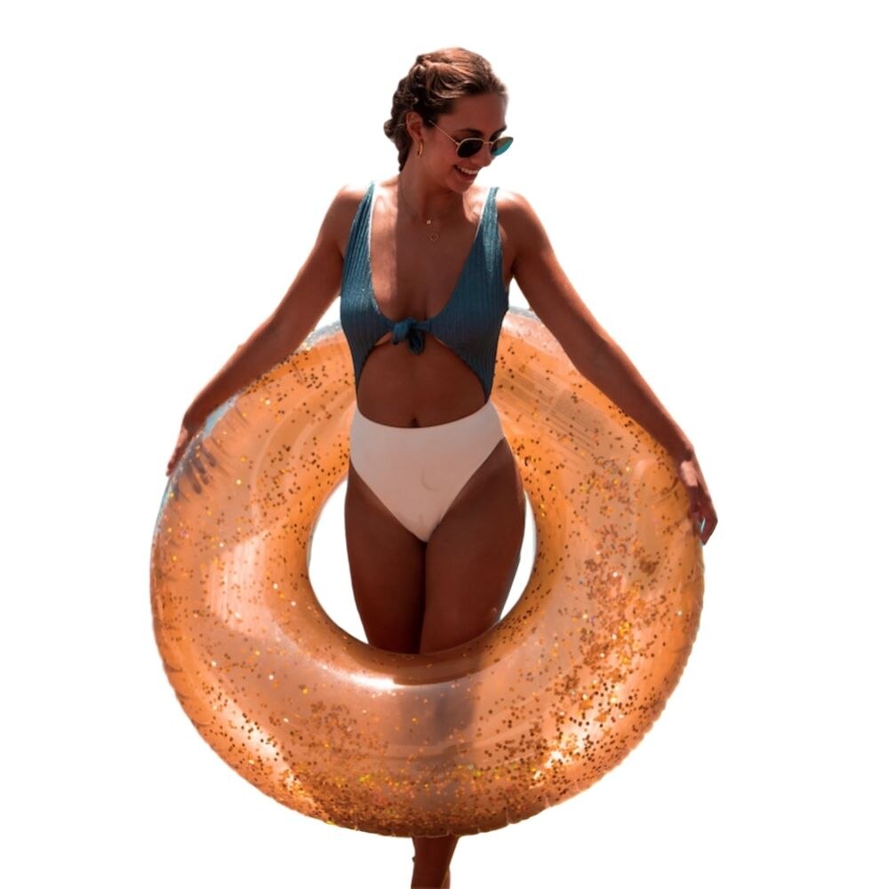 Flamingueo Flamingo Zwembad Float Grote Flamingo Opblaasbare Zwemmen Drijft Voor Volwassen Zwembad Mat: Donut Float Golden