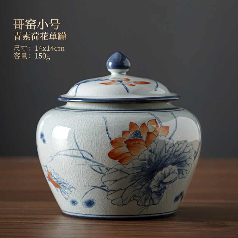 Ceramic Tea Caddy with Cover Moisture-proof Sealed Tank Storage Jar Tea Container Large Tea Box Food Storage Tank Tea Organizer: B small