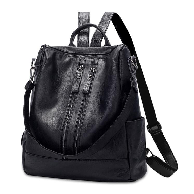 Sac À Dos En Cuir Pu pour Les Femmes Fermeture À Glissière Sac À Dos Étudiant Sac D'école pour Adolescent Filles grand Décontracté Sacs De Voyage mochila feminina: Default Title