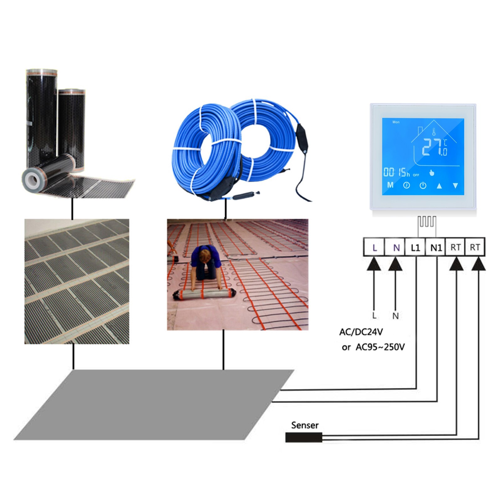 Termostato inteligente con WiFi, controlador de temperatura, pantalla LCD programable por semana para caldera de agua/Gas, Ewelink, para Alexa y Google Home
