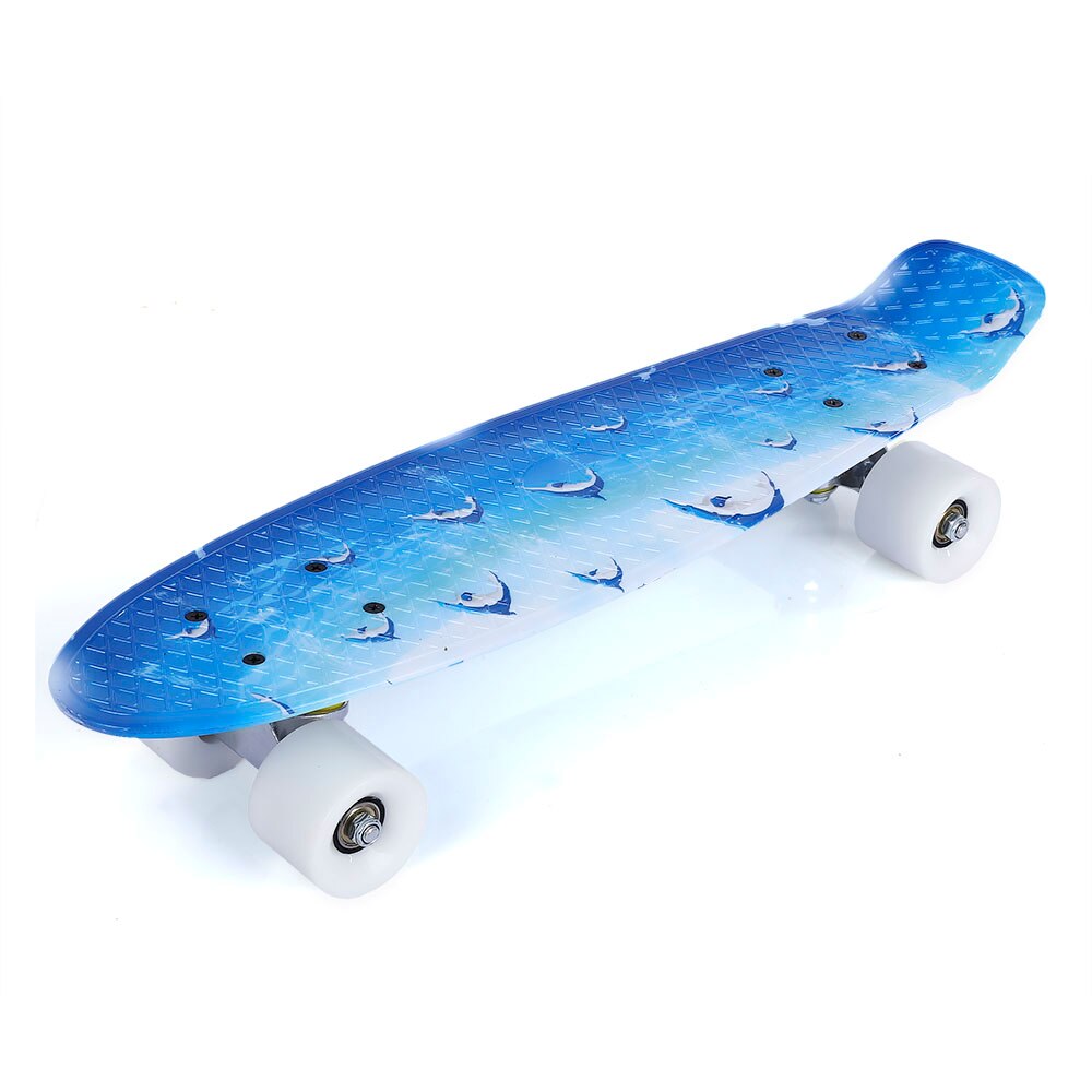 22 Inch Four-Wheel Long Skateboard Dolphin Pattern PP Plastic Board Deck Skate Board Shock Resistant Skateboard For Kids Adults