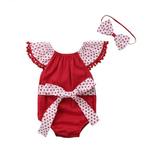 Peuter babymeisjes wave point strik romper chique outfits kinderkostuum 2 stuks babykleding