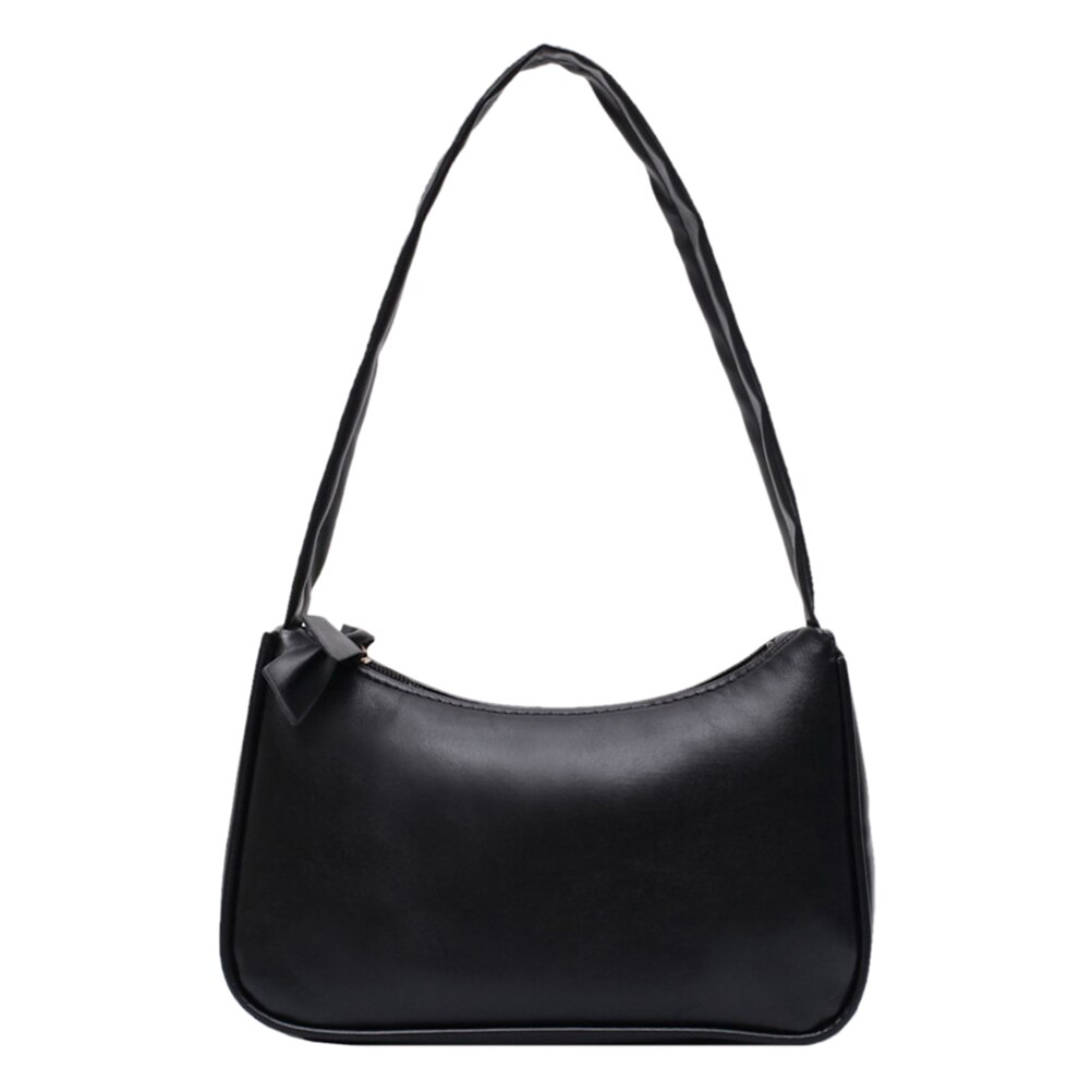 Vrouwen Baguette Bag Lady Subaxillary Tassen Casual Retro Mini Schoudertas Trendy Vintage Handtas: Black