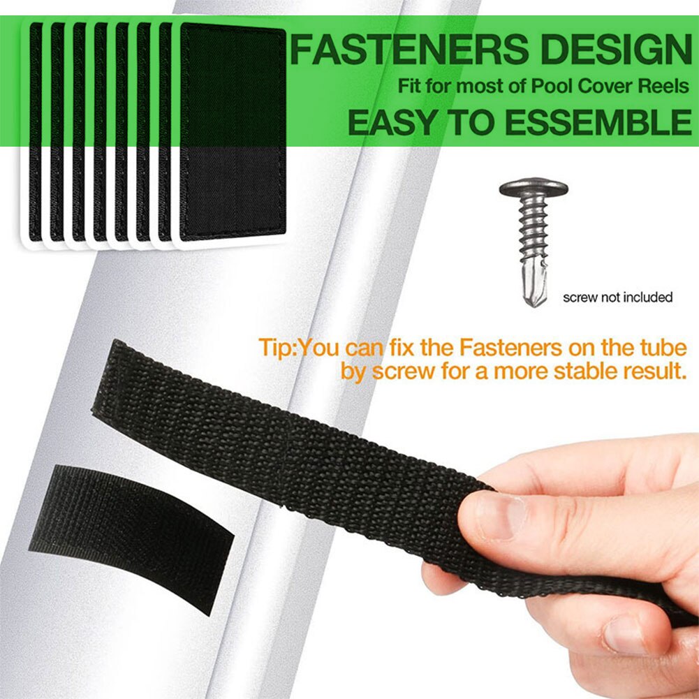 Solar Pool Cover Reel Attachment Kit 8pcs Blanket Straps &amp; 8pcs Buckles &amp; 8pcs Clips For In Ground Swimming Pool Outside