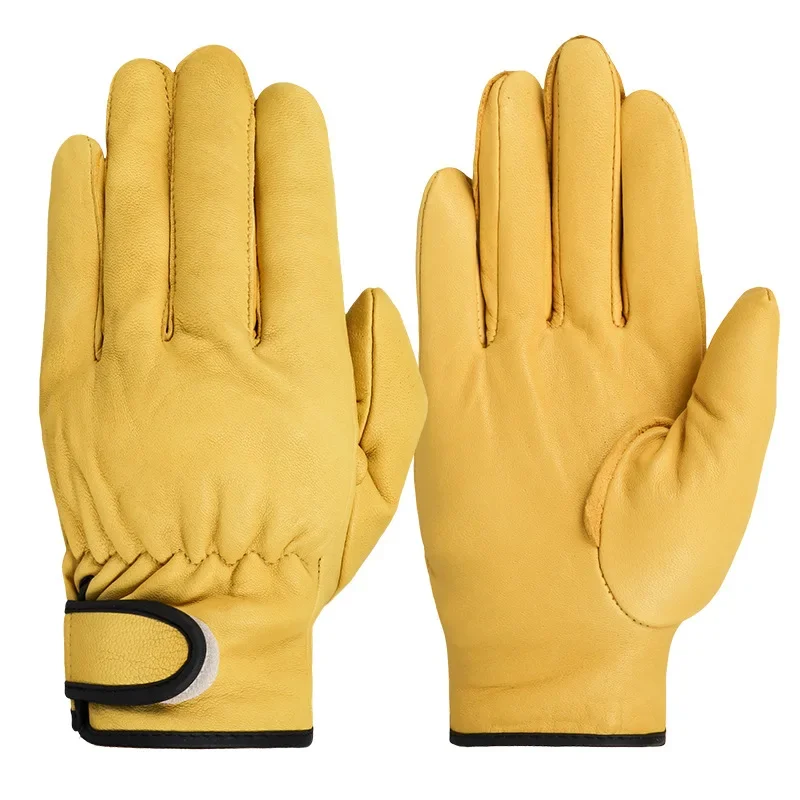 2 Stück Leder atmungsaktive Stulpenhandschuhe Rosenschnitt Langarmhandschuhe für Männer und Frauen Bester Gartenhandschuh Gartengeschenke: Gold / M