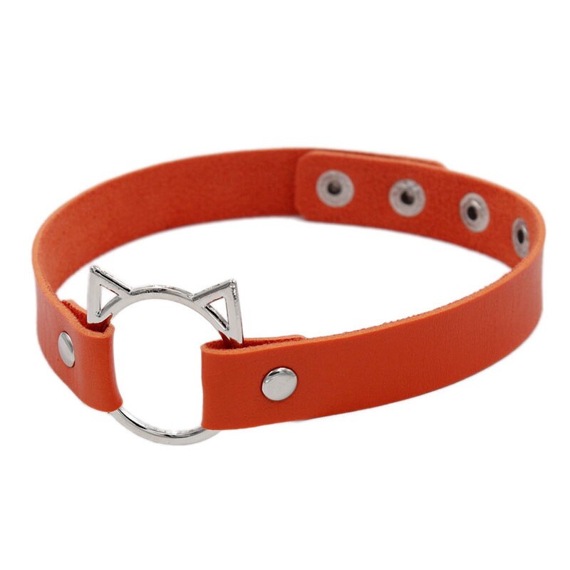 Kat øre pu læder choker halskæde kvinder chocker halskæder tilbehør punk halsrem bryllup brud smykker