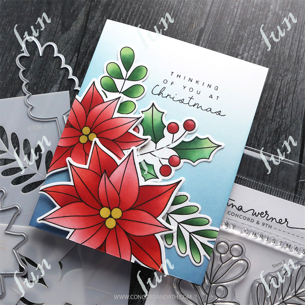 Joyful and Merry Christmas Metal Cutting Dies Clear Stamps Scrapbooking Icons Stencil Pack Album DIY Embossing Craft
