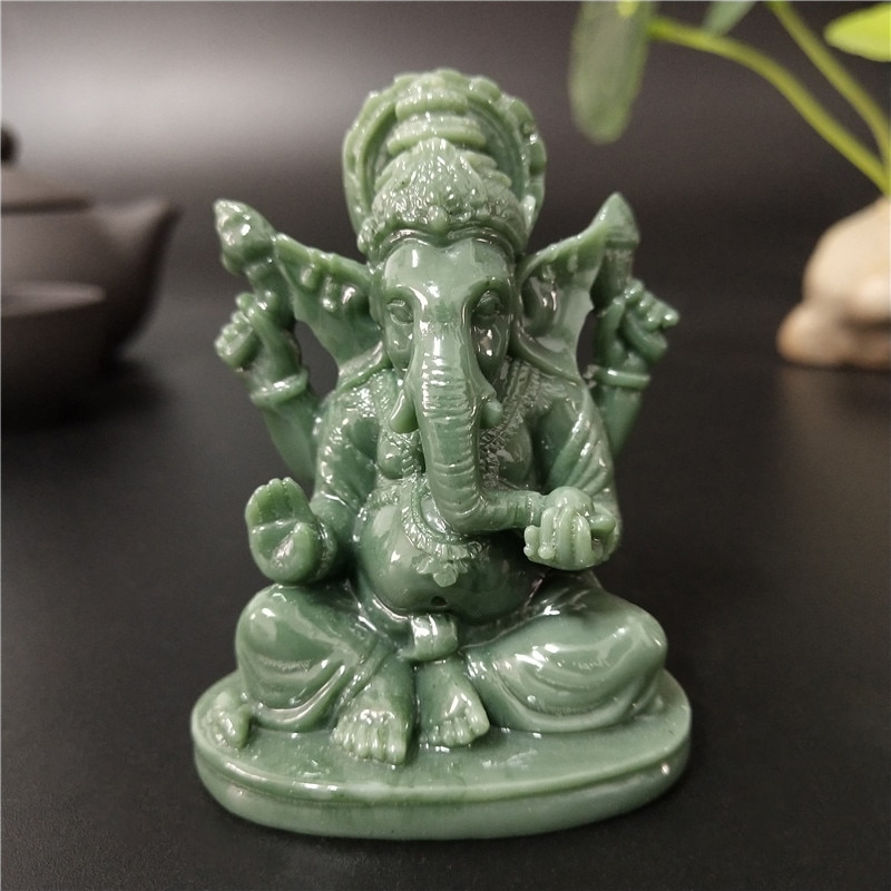 Ganesha buddha staty hus trädgård dekoration indisk elefant gud skulptur konstgjorda jade sten hantverk heminredning buddha statyer