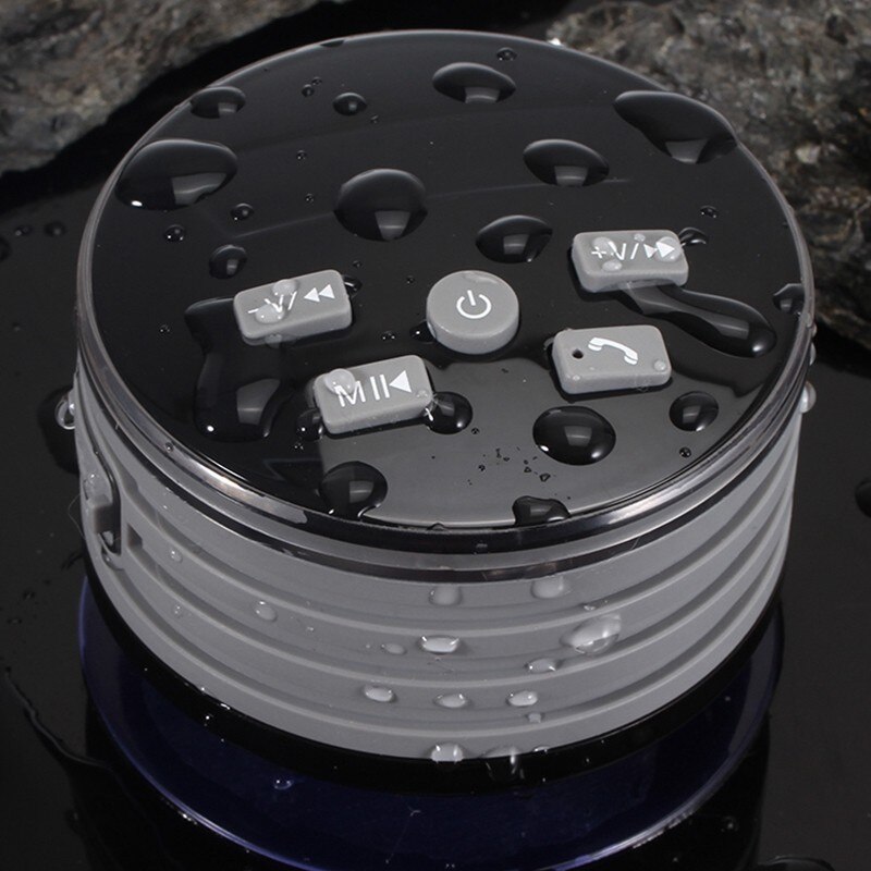 Waterproof Bathroom IPX7 Bluetooth Speaker Portable FM Subwoofer With Breathing Light Suction Cup Bluetooth Speaker: gray