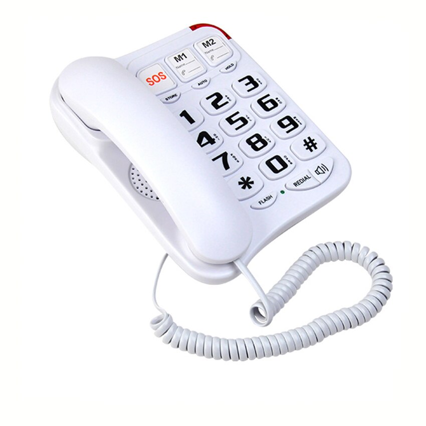 Amplified Dual Line Corded Desk Telephone with Large Easy to Read Buttons and Extra Loud Ringer, Phone Number Storage, SOS