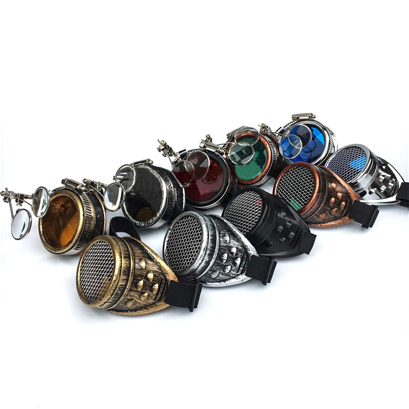 Cosplay Steampunk Goggles Industrial Magnifier Retro Gothic Eyeglasses Halloween Props Punk Glasses Red Blue Green Yellow Black