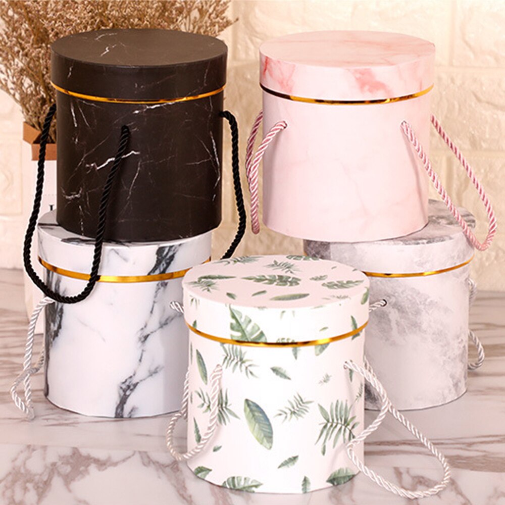 2 stuks ronde bloemendozen, bloemenverpakking, snoepopslagdoos, papieren zak, boeketdecoratiedoos, bruiloftdecoratiedoos