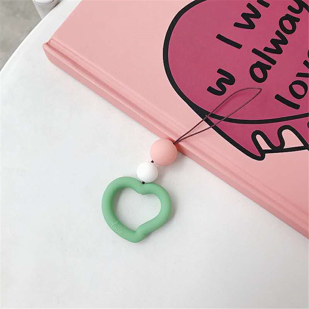 Silicone coração amor macaron laço telefone macio original para iphone kawaii bonito universal anel do telefone móvel pulseira de dedo charme