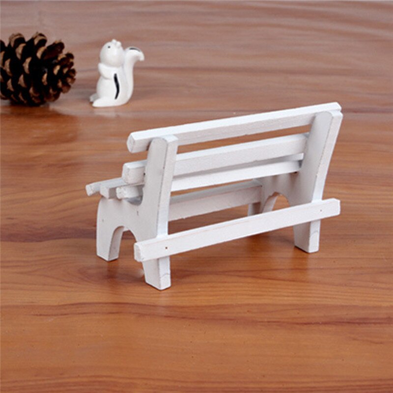 Miniatuur Tuin Ambachten Bonsai Terrarium Beeldjes Wit Park Bankjes Stoel Mini Landschap Ornament Pop Meubels