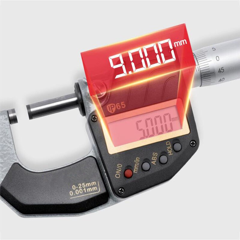 Electronic Digital Outer Diameter Micrometer 0-25mm Liquid Crystal Digital Display Waterproof Micrometer Spiral Micrometer