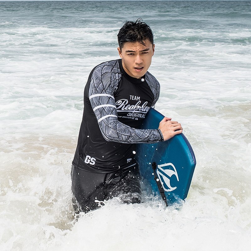 Gsou Sneeuw mannen Lange Mouw Zonnebrandcrème Gedrukt Surfen T-shirts Mannen Wetsuit Tops Strand Zwemmen Shirts