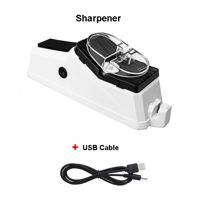 USB Electric Knife Sharpener Whetstone Knives Scissors Diamond Fine Grinding Blade With Cover Knife Sharpener: A